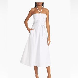 Veronica Beard White Halter Midi Dress